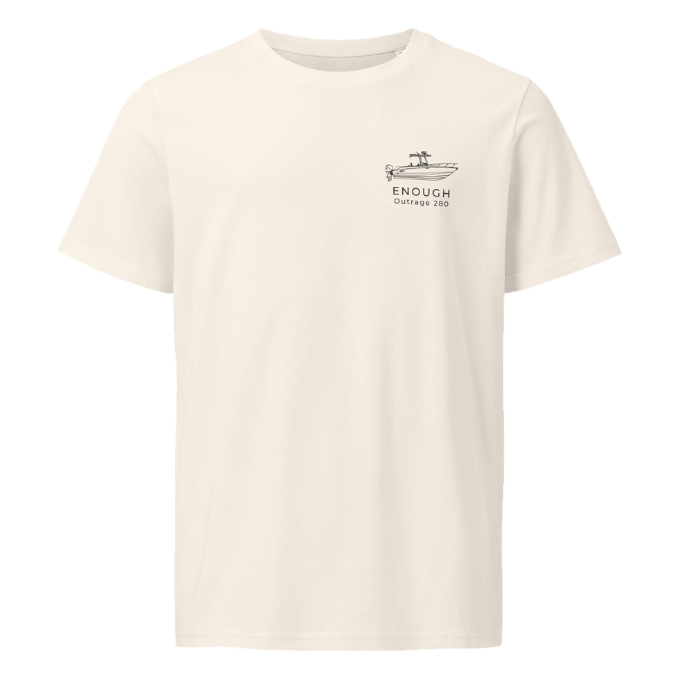 Custom powerboat shirt with a line drawing of the owner's boat