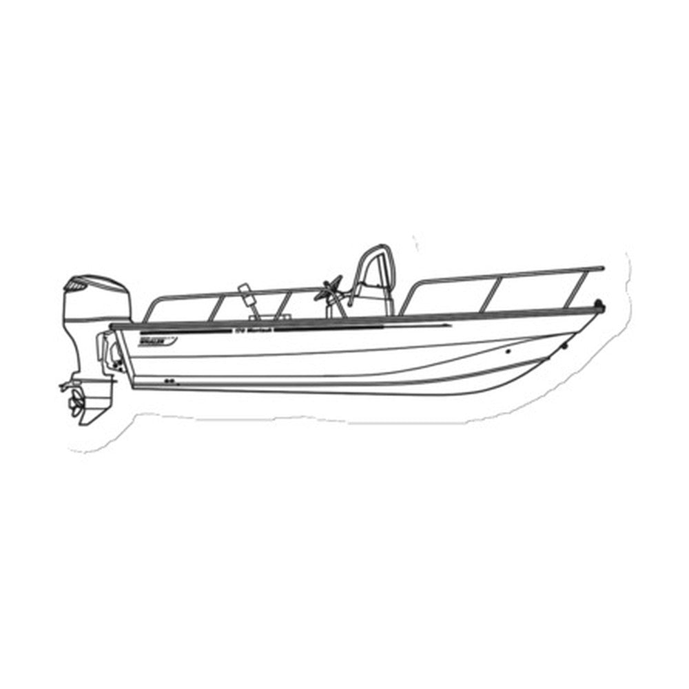 Custom powerboat magnet with a technical line drawing of a Boston Whaler Montauk 170