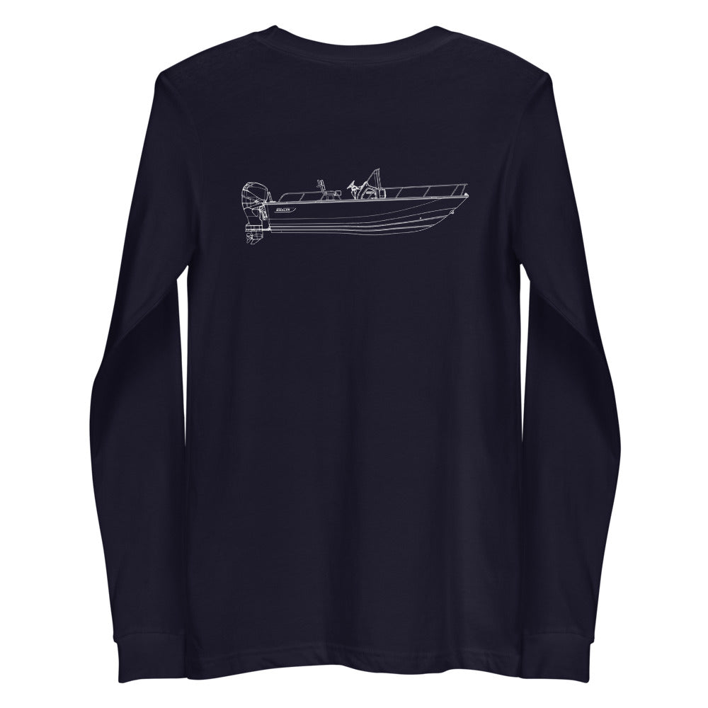 Stern Powerboat Long Sleeve Shirt in French Navy - back design