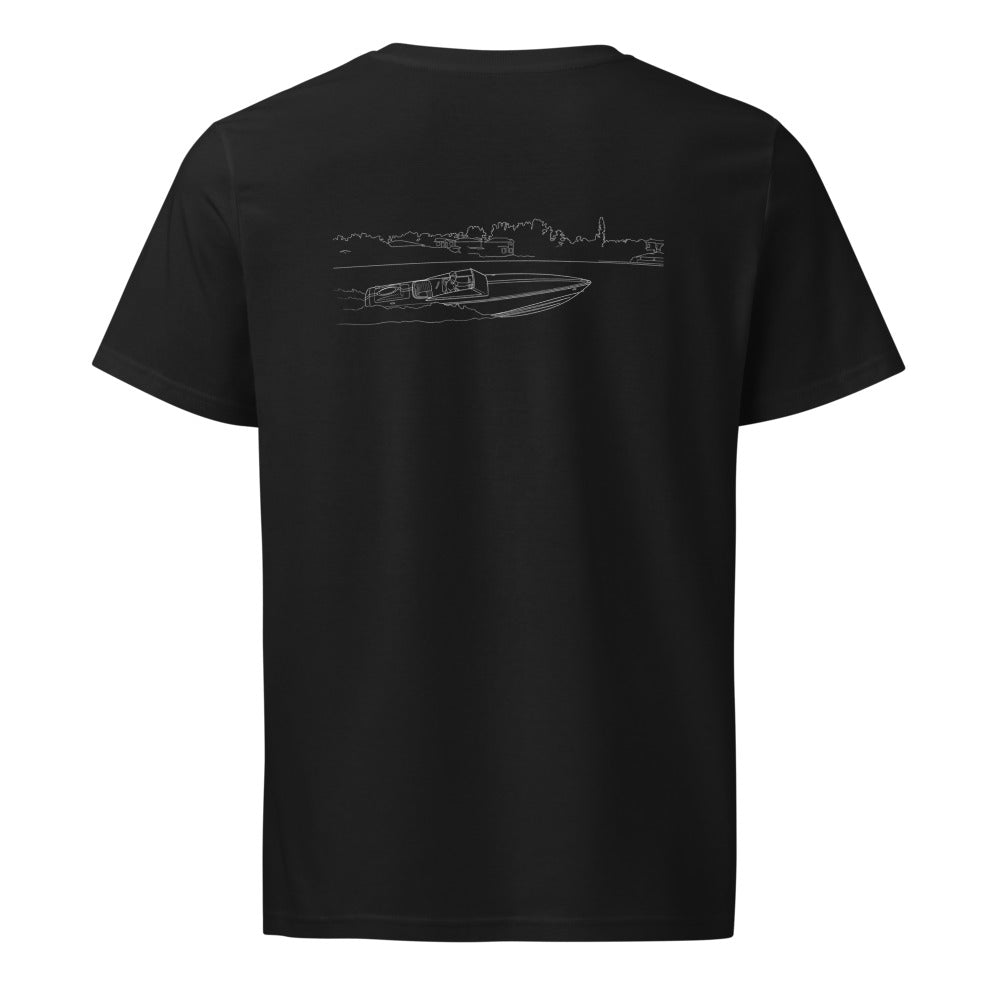 Donzi 22 Classic powerboat shirt in Black - back design