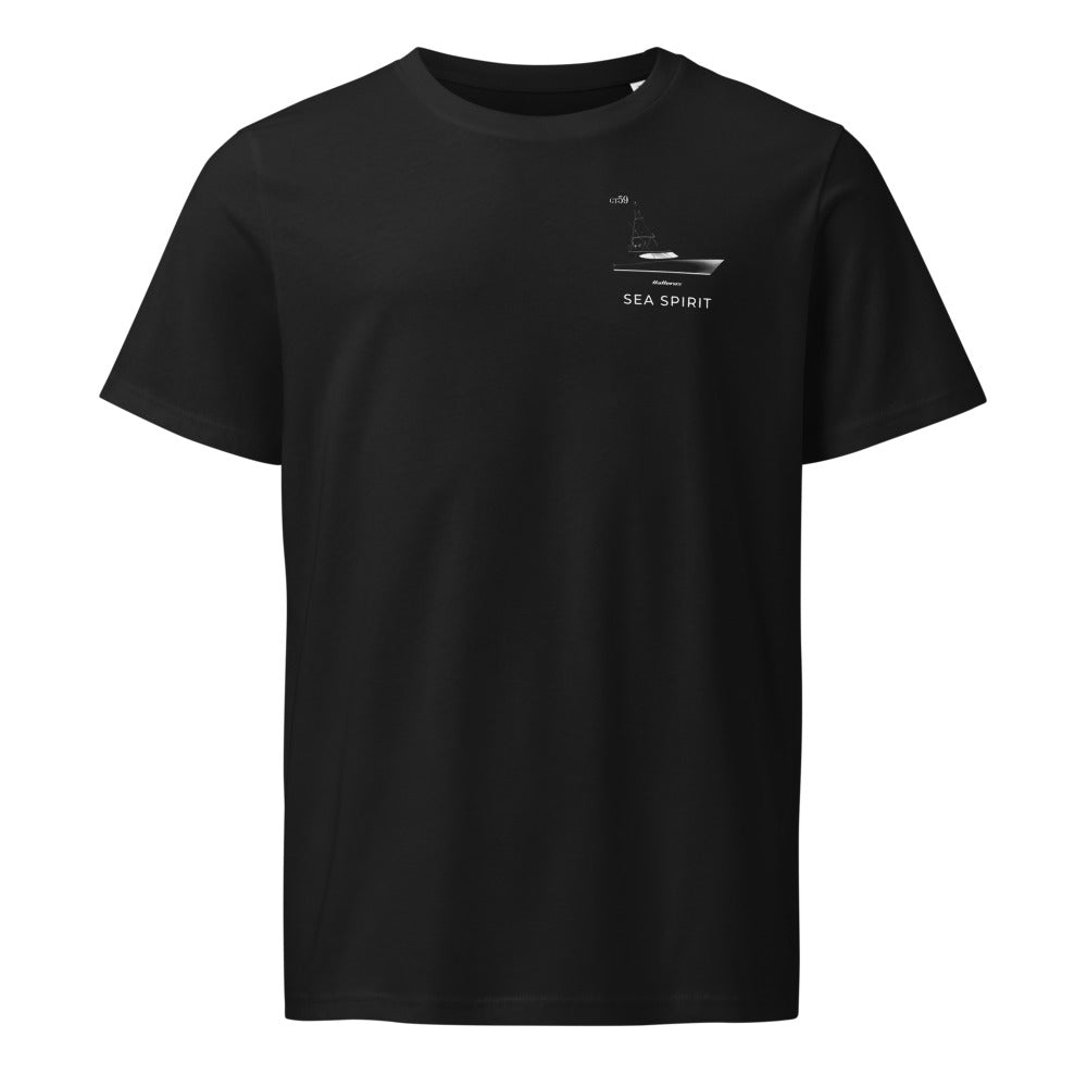 Hatteras GT59 powerboat shirt in Black - front design