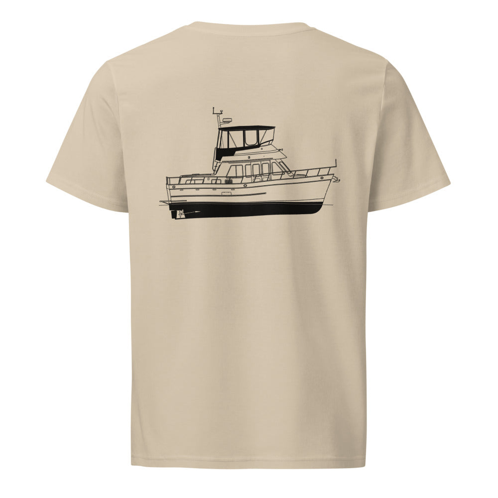 Ocean Alexander 40 Double Cabin powerboat shirt in Desert Dust - back design