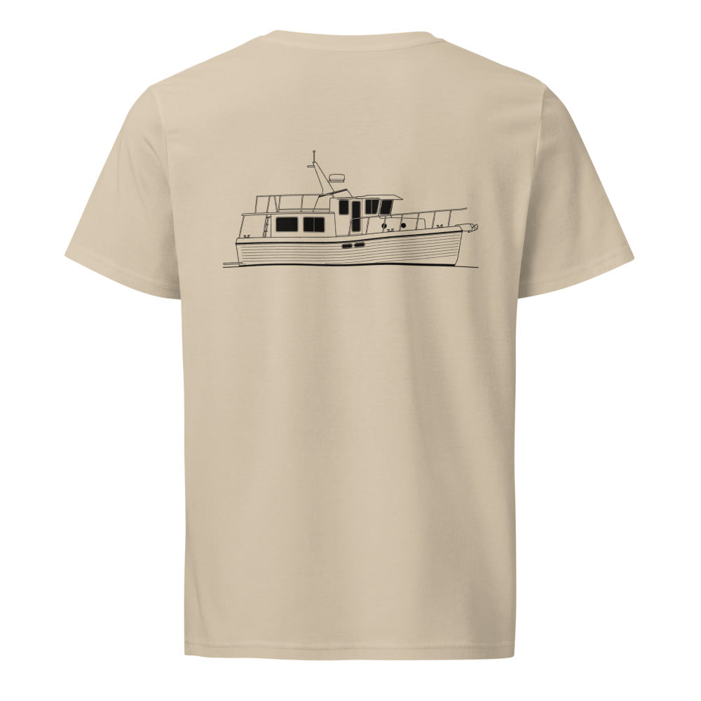 American Tug 365 powerboat shirt in Desert Dust - back design