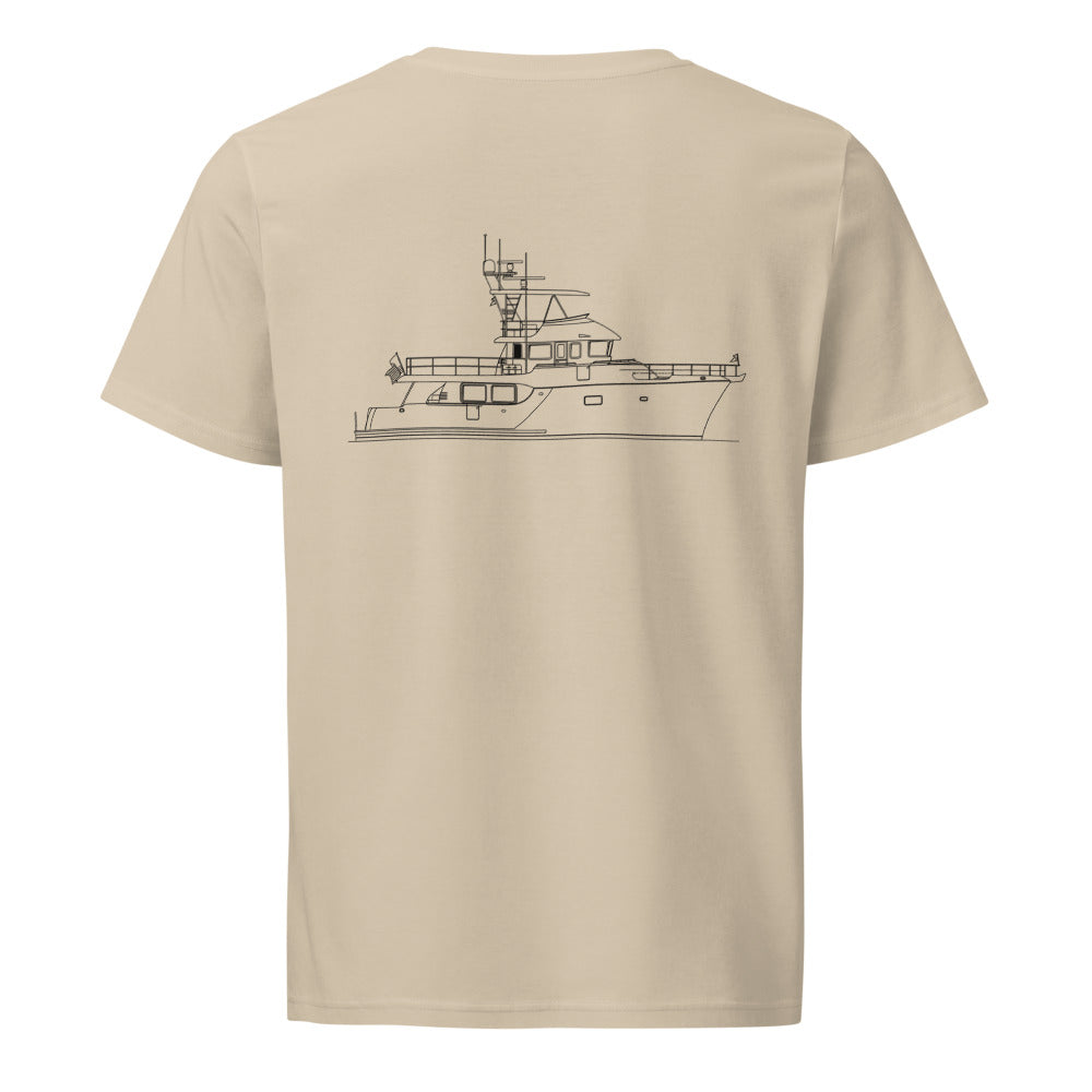 Nordhavn N60 powerboat shirt in Desert Dust - back design