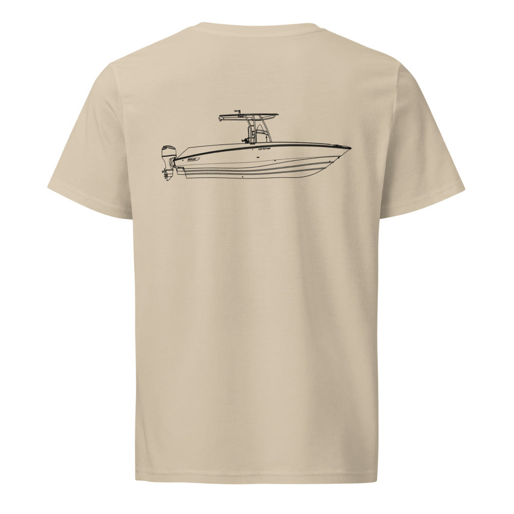 Boston Whaler 320 Outrage powerboat shirt in Desert Dust - back design