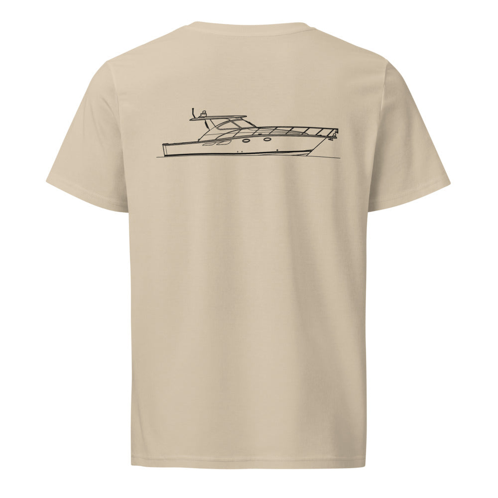 Tiara 4300 Open powerboat shirt in Desert Dust - back design