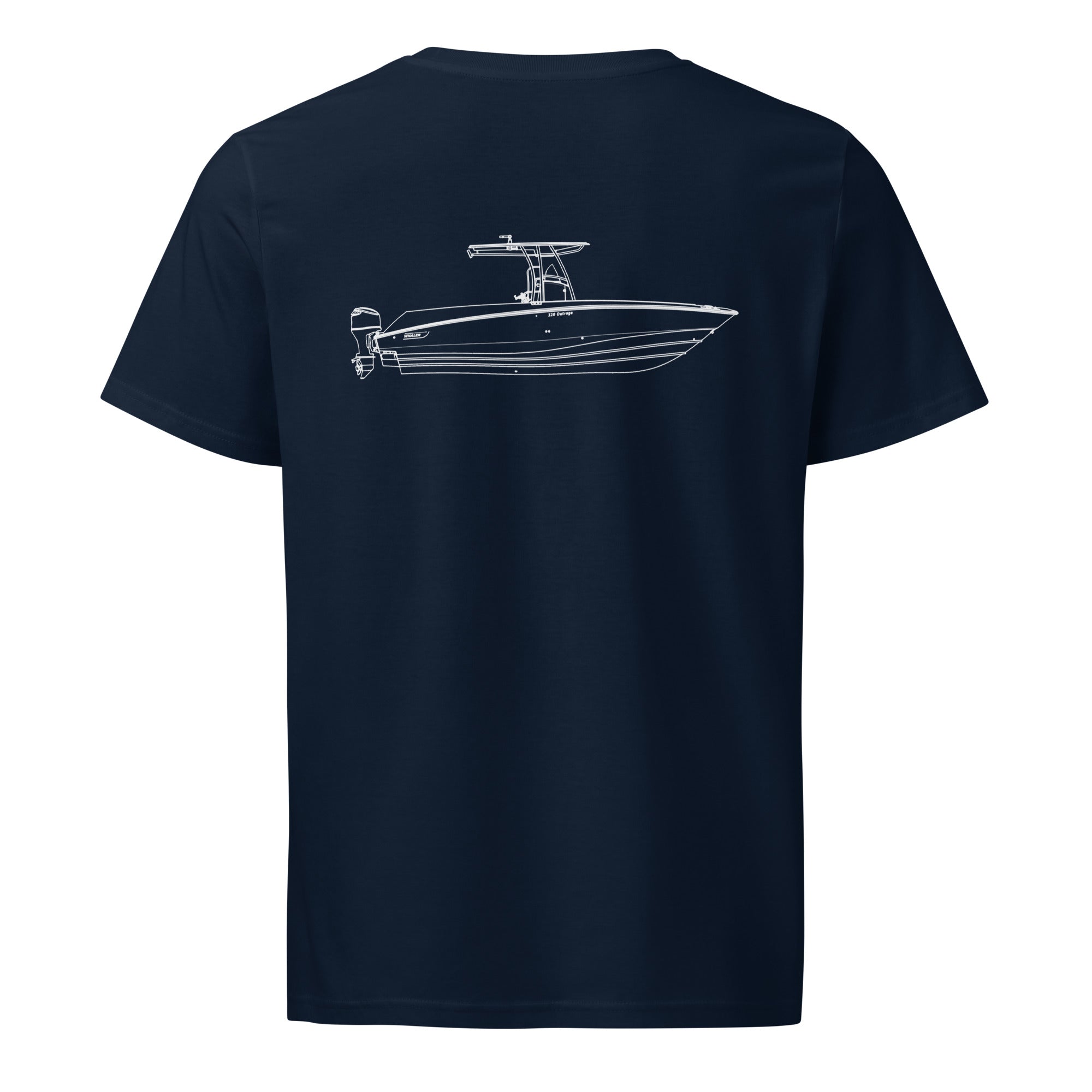 Custom powerboat technical drawing t-shirt - navy back