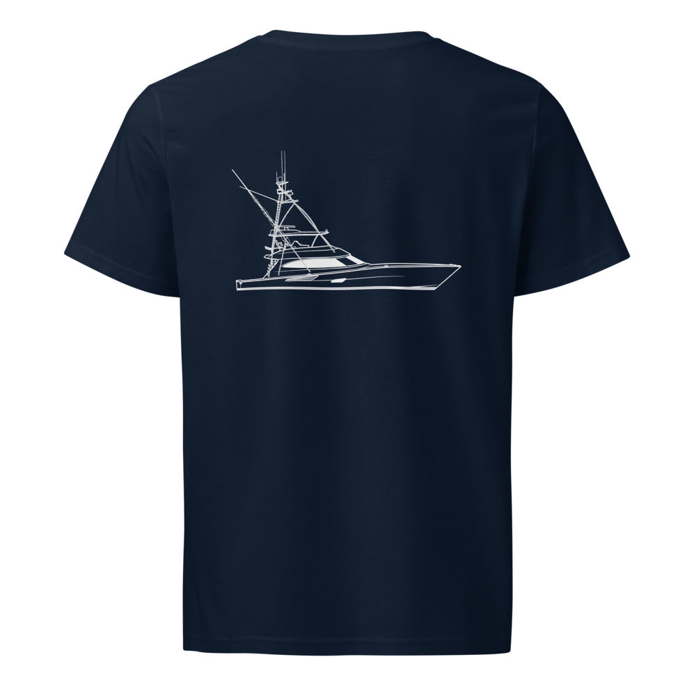 Viking 82 powerboat shirt in French Navy - back design