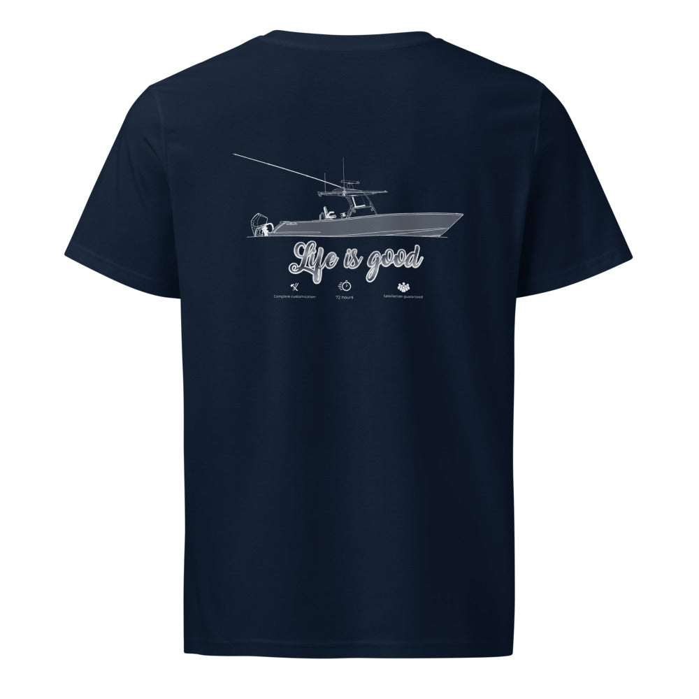 Regulator 23 powerboat shirt in French Navy - back design