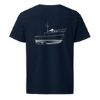 Mainship Pilot 30 powerboat shirt in French Navy - back design