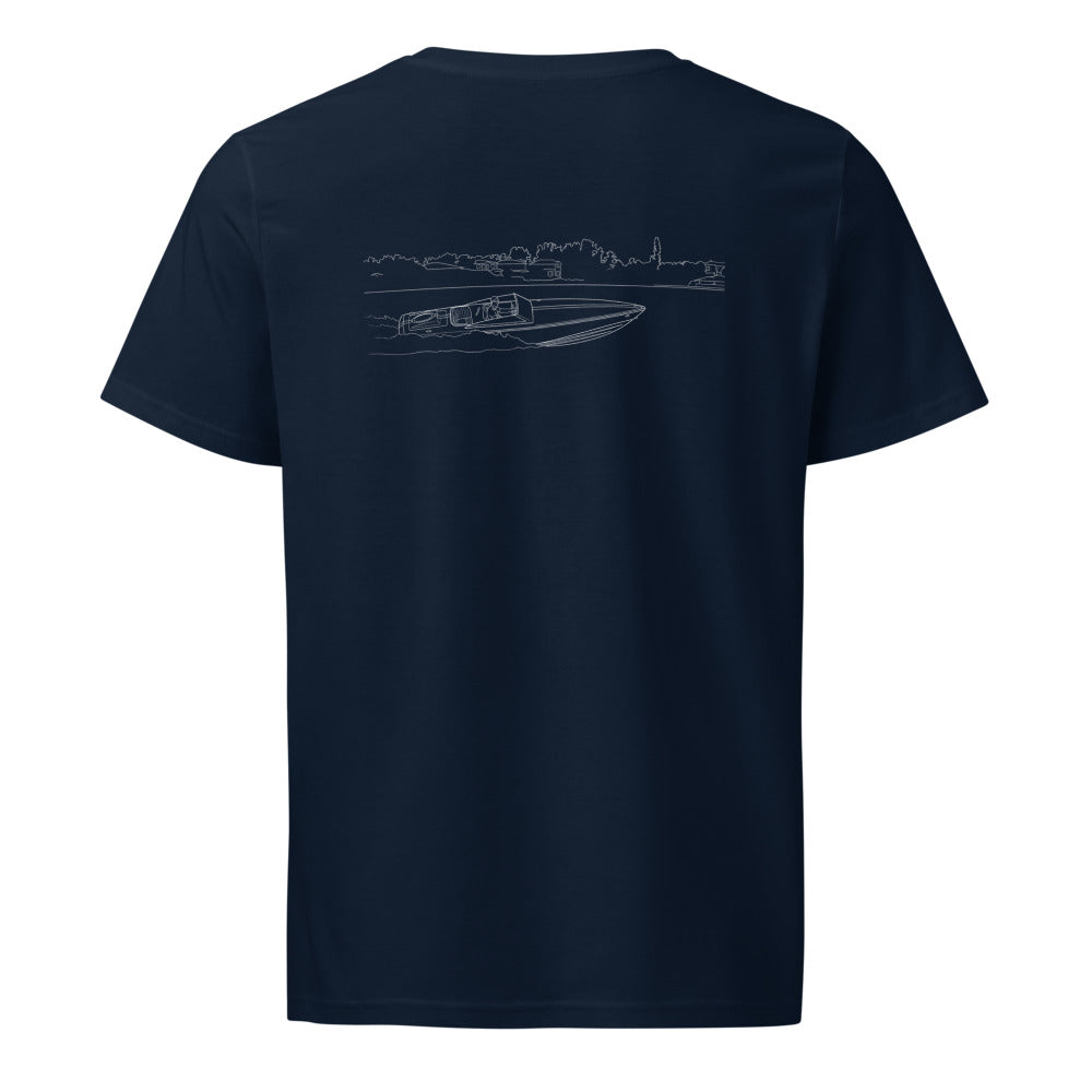Donzi 22 Classic powerboat shirt in French Navy - back design