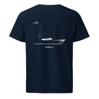 Hatteras GT59 powerboat shirt in French Navy - back design