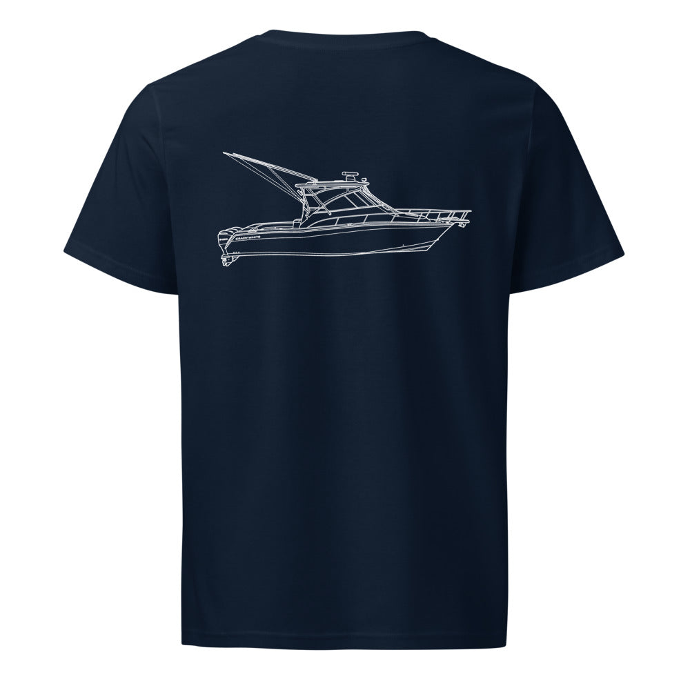 Grady-White Express 360 powerboat shirt in French Navy - back design