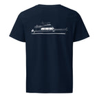 Grand Banks 54 powerboat shirt in French Navy - back design