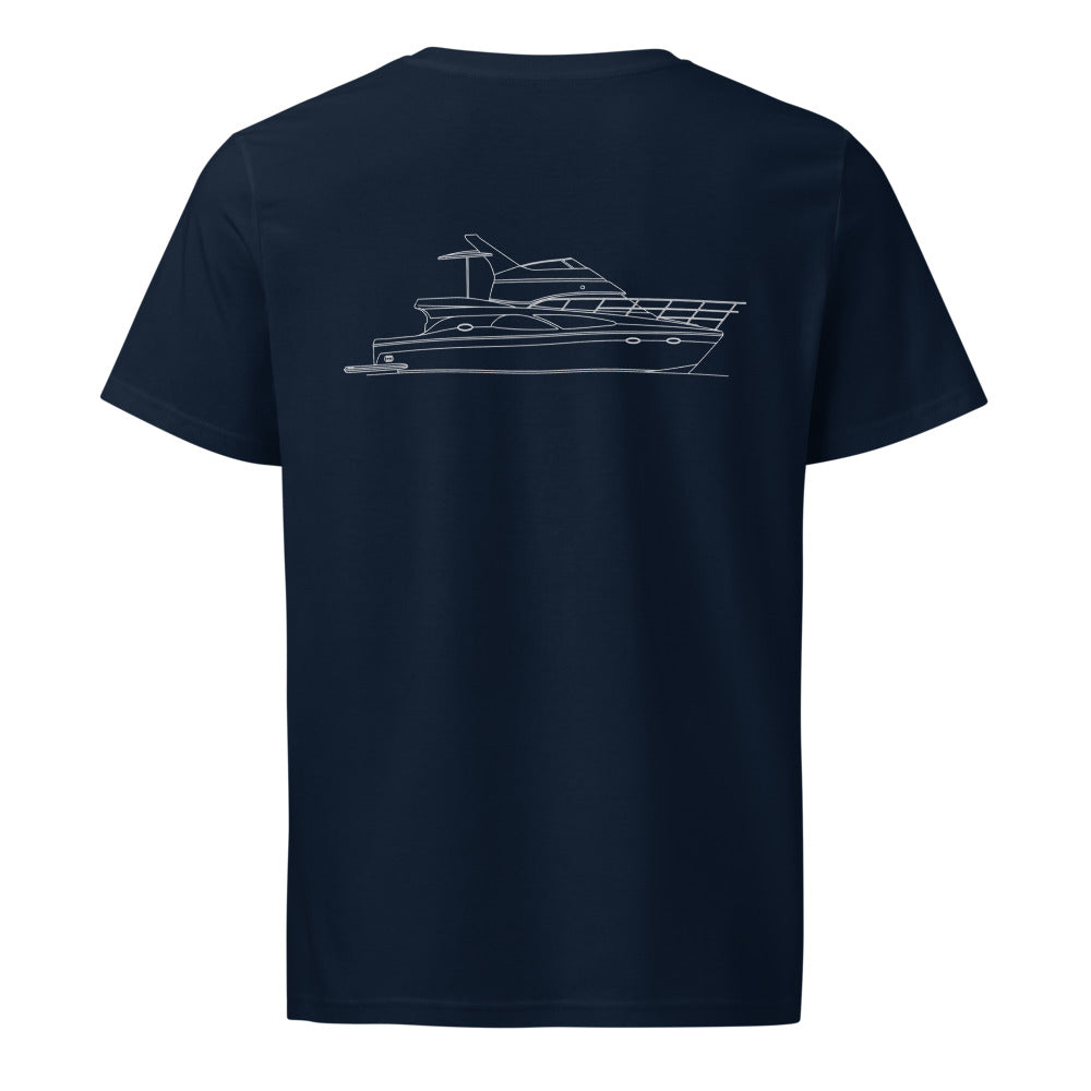 Carver 41 Cockpit Motor Yacht powerboat shirt in French Navy - back design