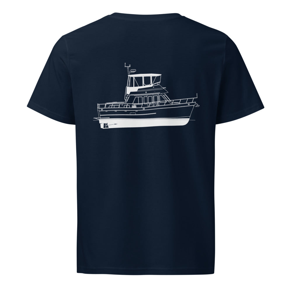 Ocean Alexander 40 Double Cabin powerboat shirt in French Navy - back design