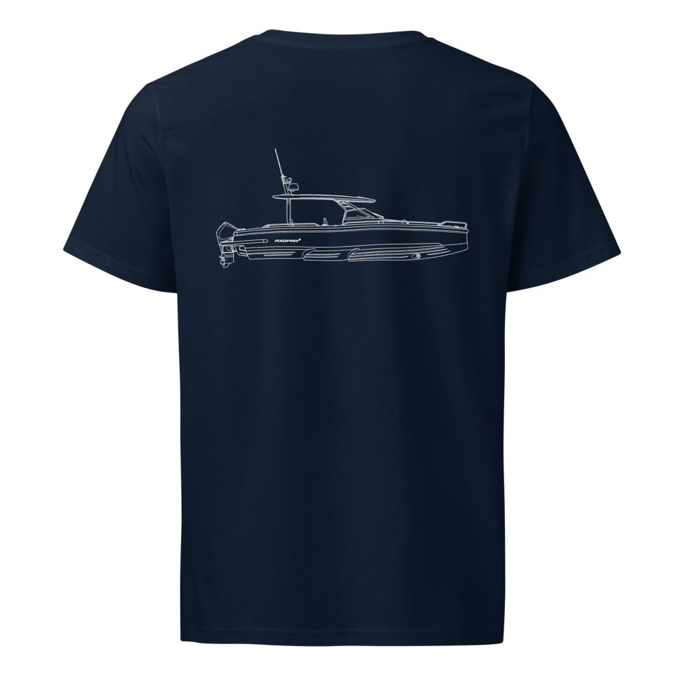 Axopar 37 powerboat shirt in French Navy - back design