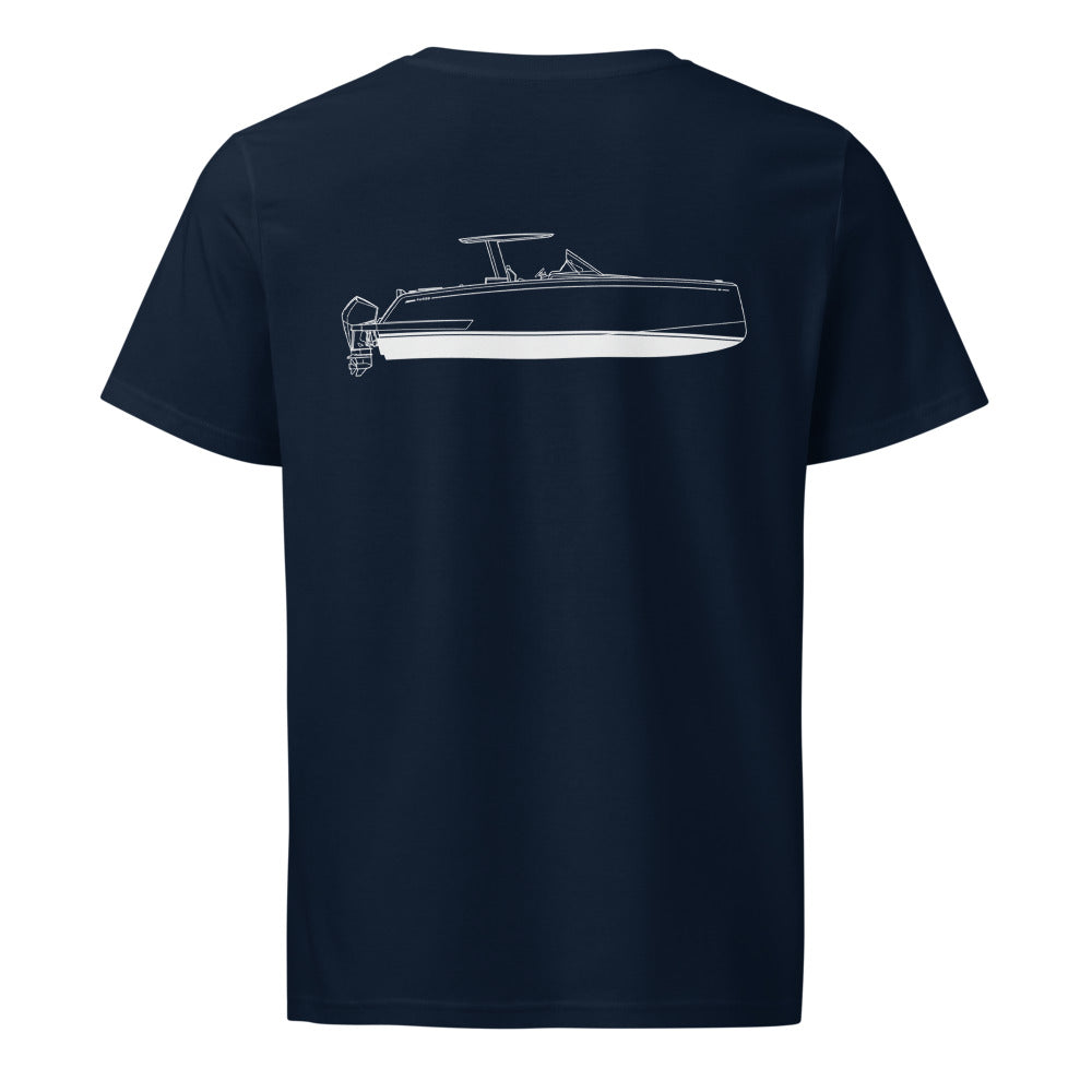 Pardo 38 powerboat shirt in French Navy - back design