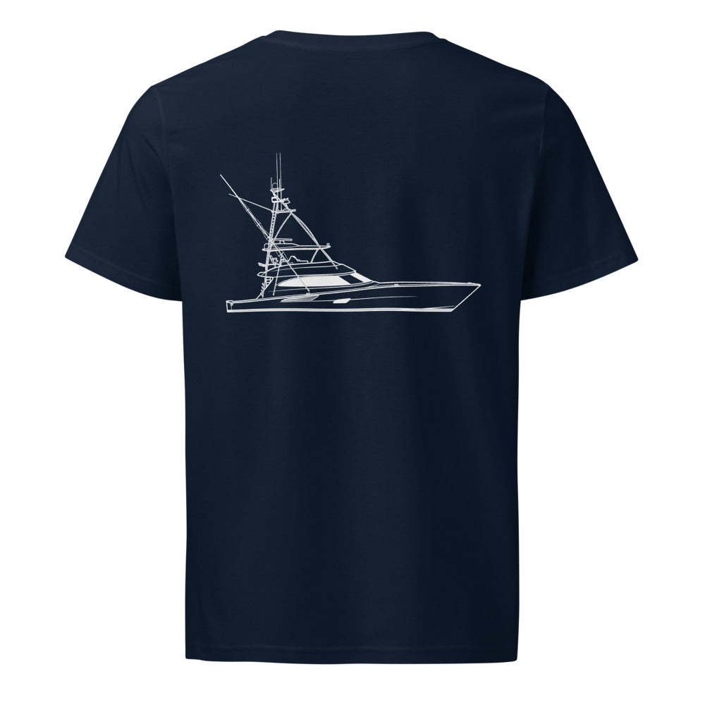 Viking 82 powerboat shirt in French Navy - back design