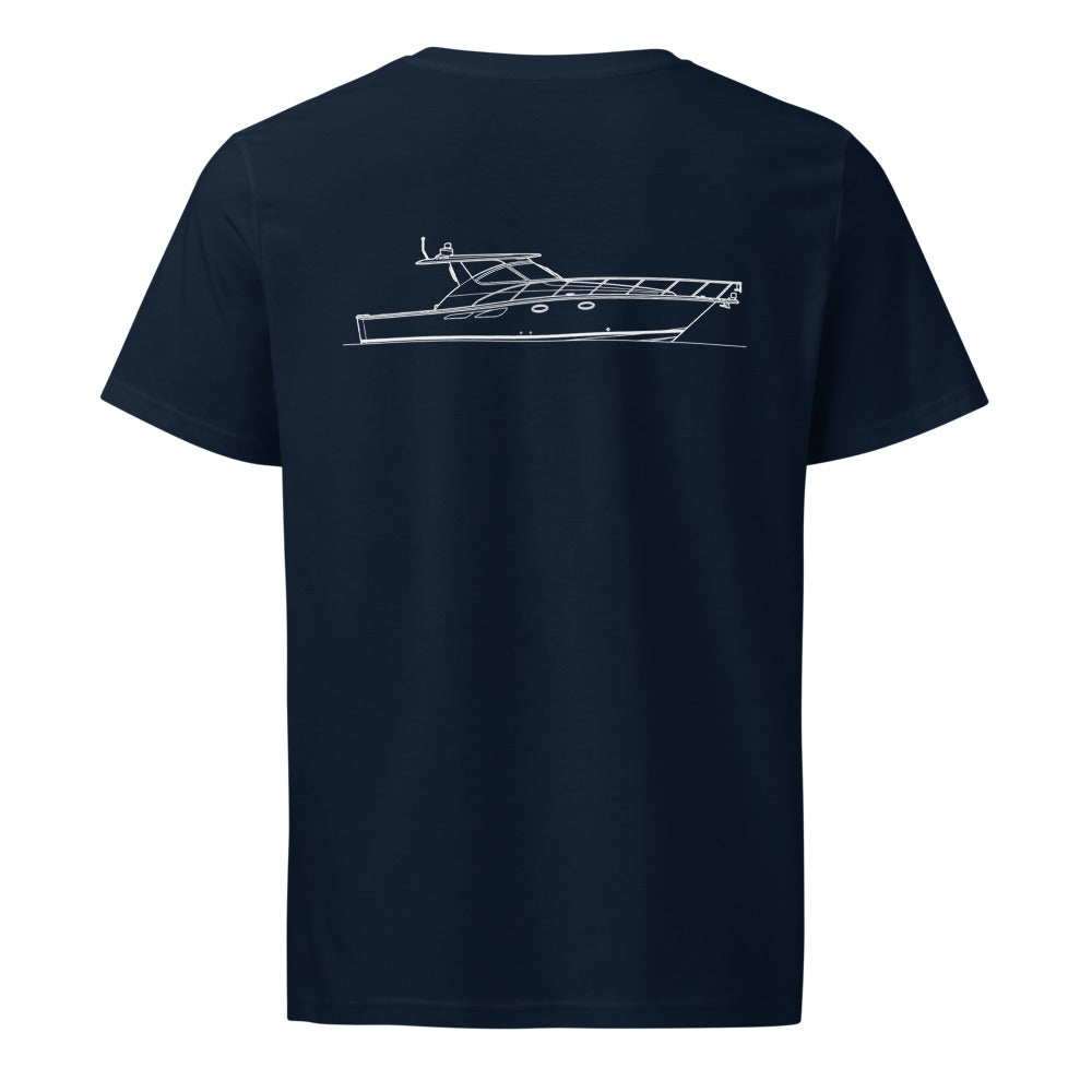 Tiara 4300 Open powerboat shirt in French Navy - back design