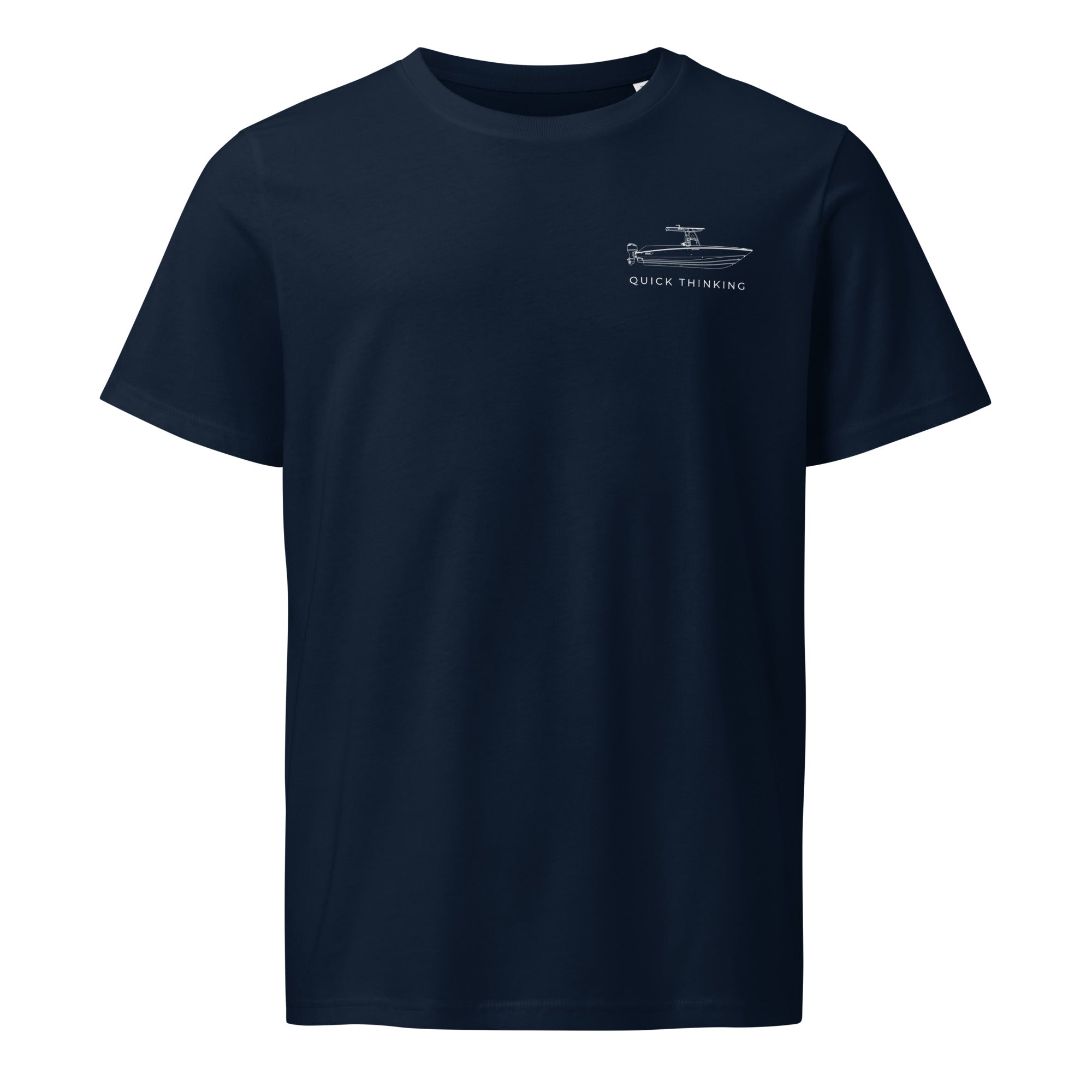 Custom powerboat technical drawing t-shirt - navy front