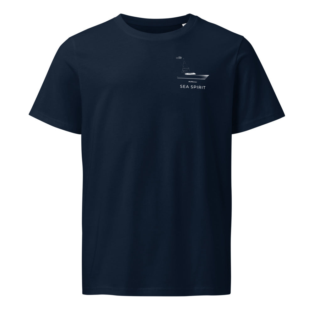 Hatteras GT59 powerboat shirt in French Navy - front design