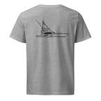 Custom powerboat technical drawing t-shirt - heather back