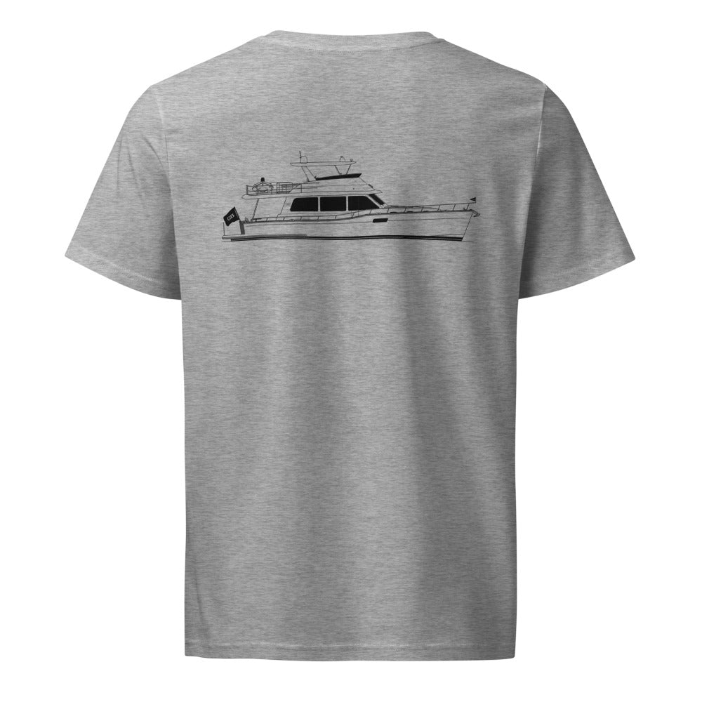 Grand Banks 54 powerboat shirt in Heather Grey - back design