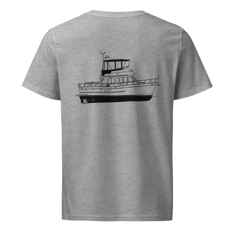 Ocean Alexander 40 Double Cabin powerboat shirt in Heather Grey - back design