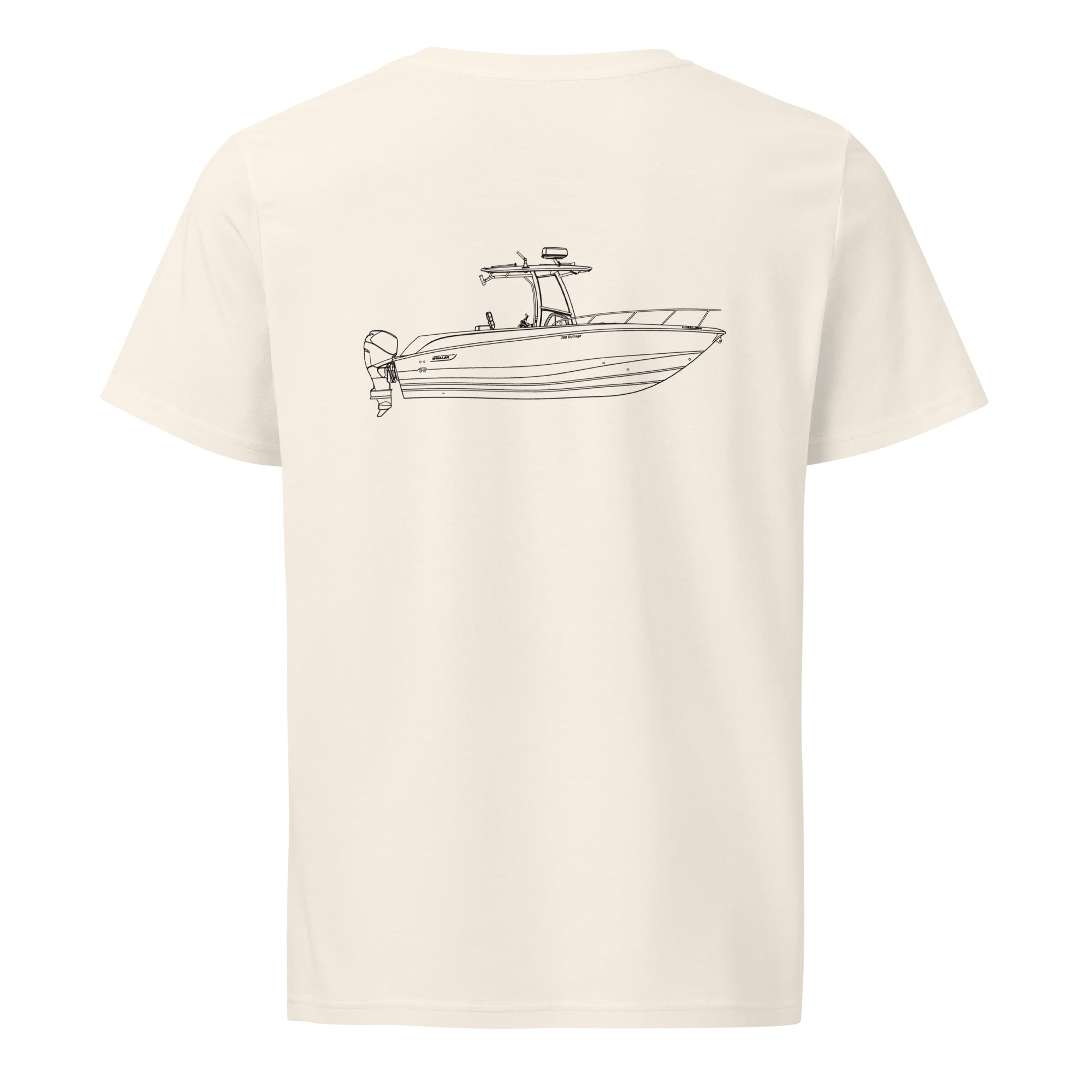 Custom powerboat technical drawing t-shirt - white back