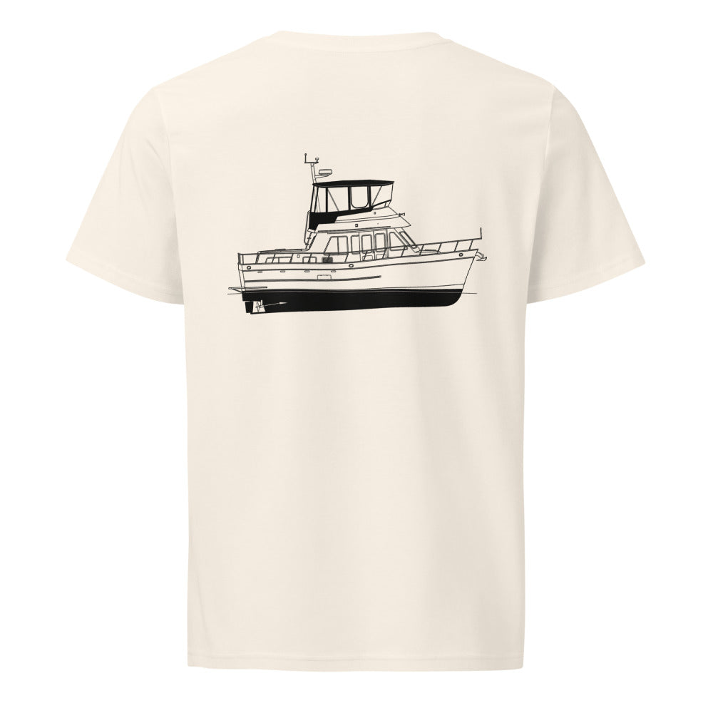 Ocean Alexander 40 Double Cabin powerboat shirt in Natural - back design