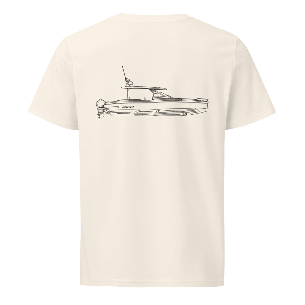 Axopar 37 powerboat shirt in Natural - back design