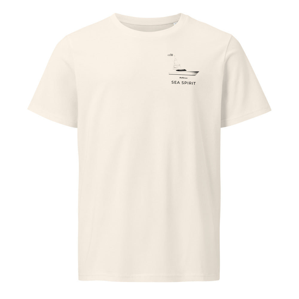 Hatteras GT59 powerboat shirt in Natural - front design
