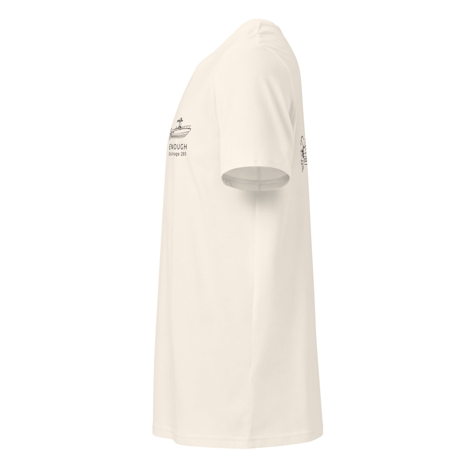 Custom powerboat technical drawing t-shirt - white left