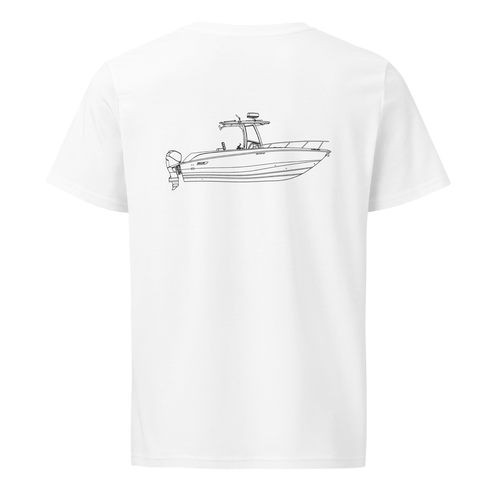 Custom powerboat technical drawing t-shirt - white back