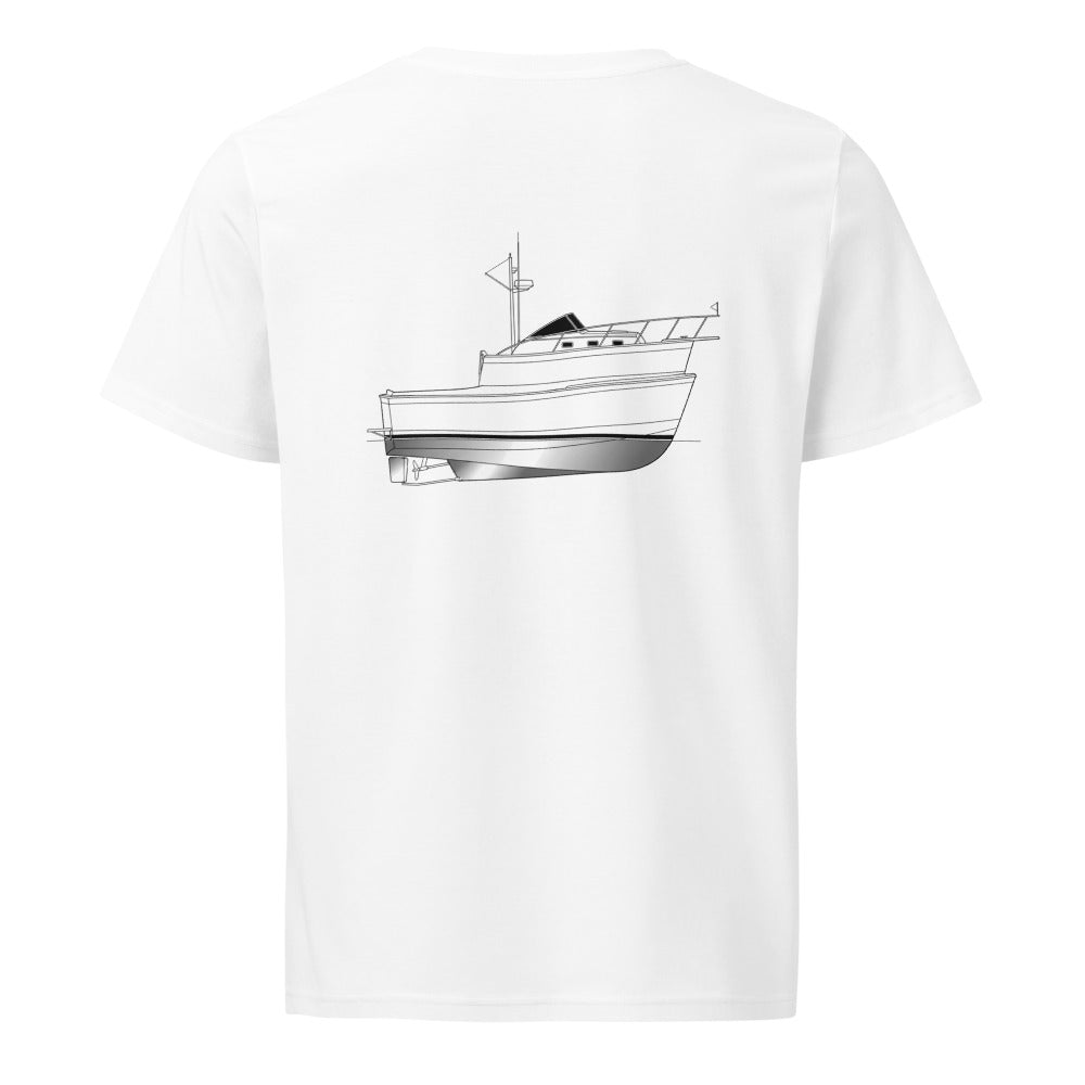 Mainship Pilot 30 powerboat shirt in White - back design