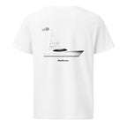 Hatteras GT59 powerboat shirt in White - back design