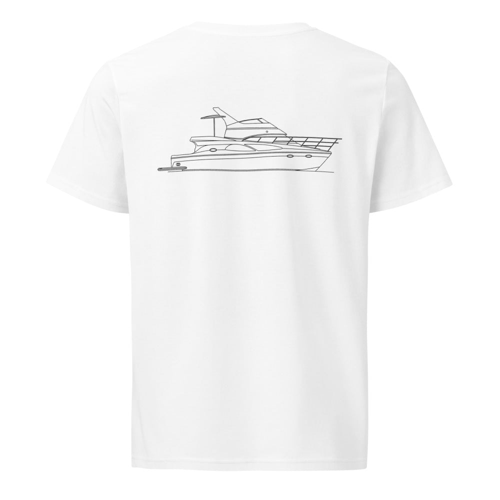 Carver 41 Cockpit Motor Yacht powerboat shirt in White - back design