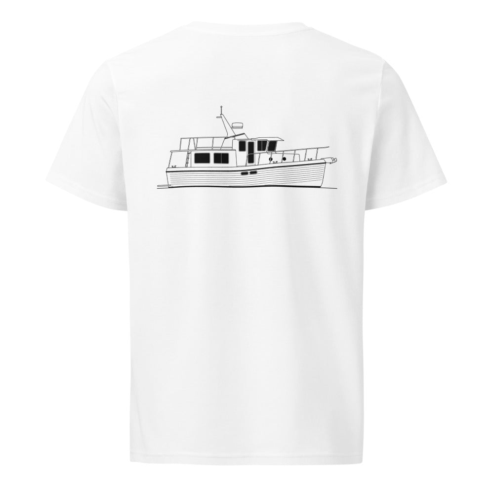 American Tug 365 powerboat shirt in White - back design