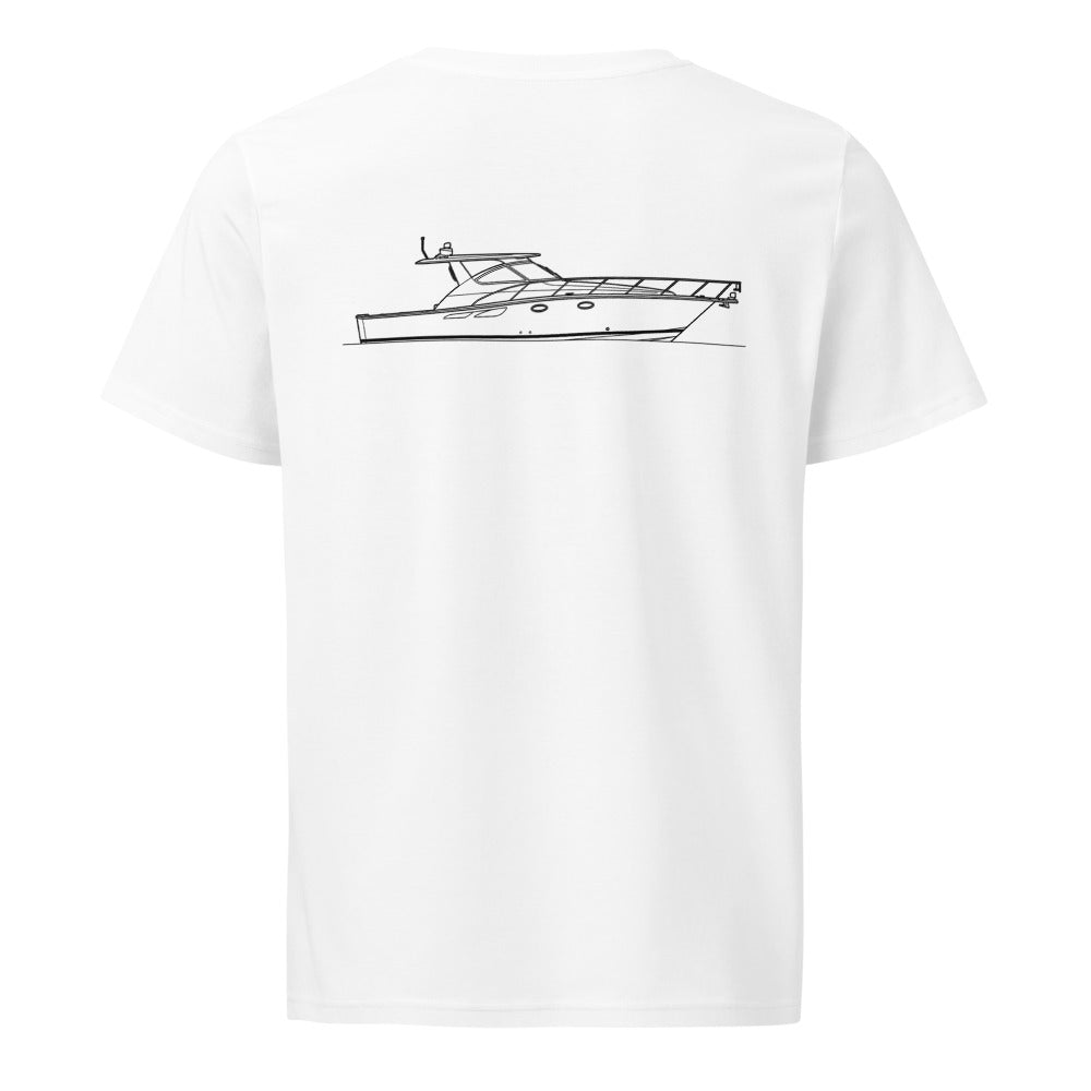 Tiara 4300 Open powerboat shirt in White - back design