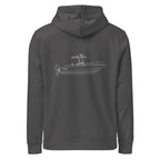 Custom powerboat technical drawing hoodie - anthracite back