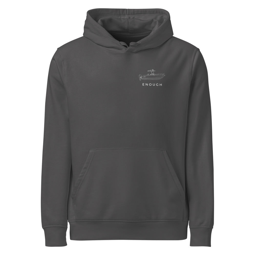 Custom powerboat technical drawing hoodie - anthracite front