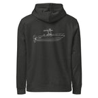 Custom powerboat technical drawing hoodie - heather back