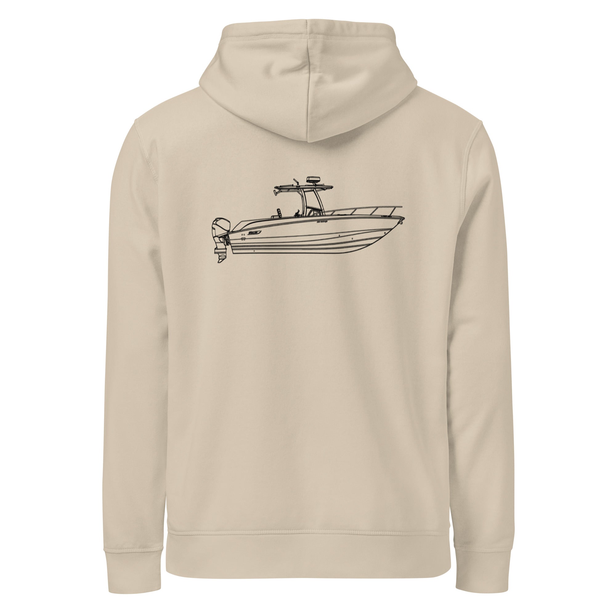 Custom powerboat technical drawing hoodie - back