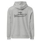 Custom powerboat technical drawing hoodie - heather back
