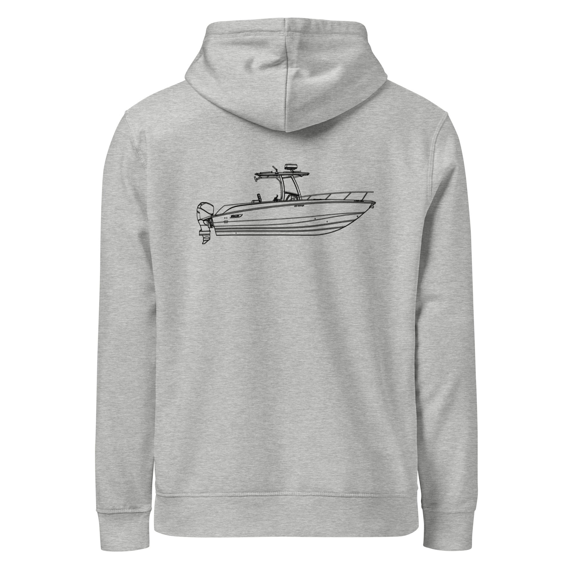 Custom powerboat technical drawing hoodie - heather back