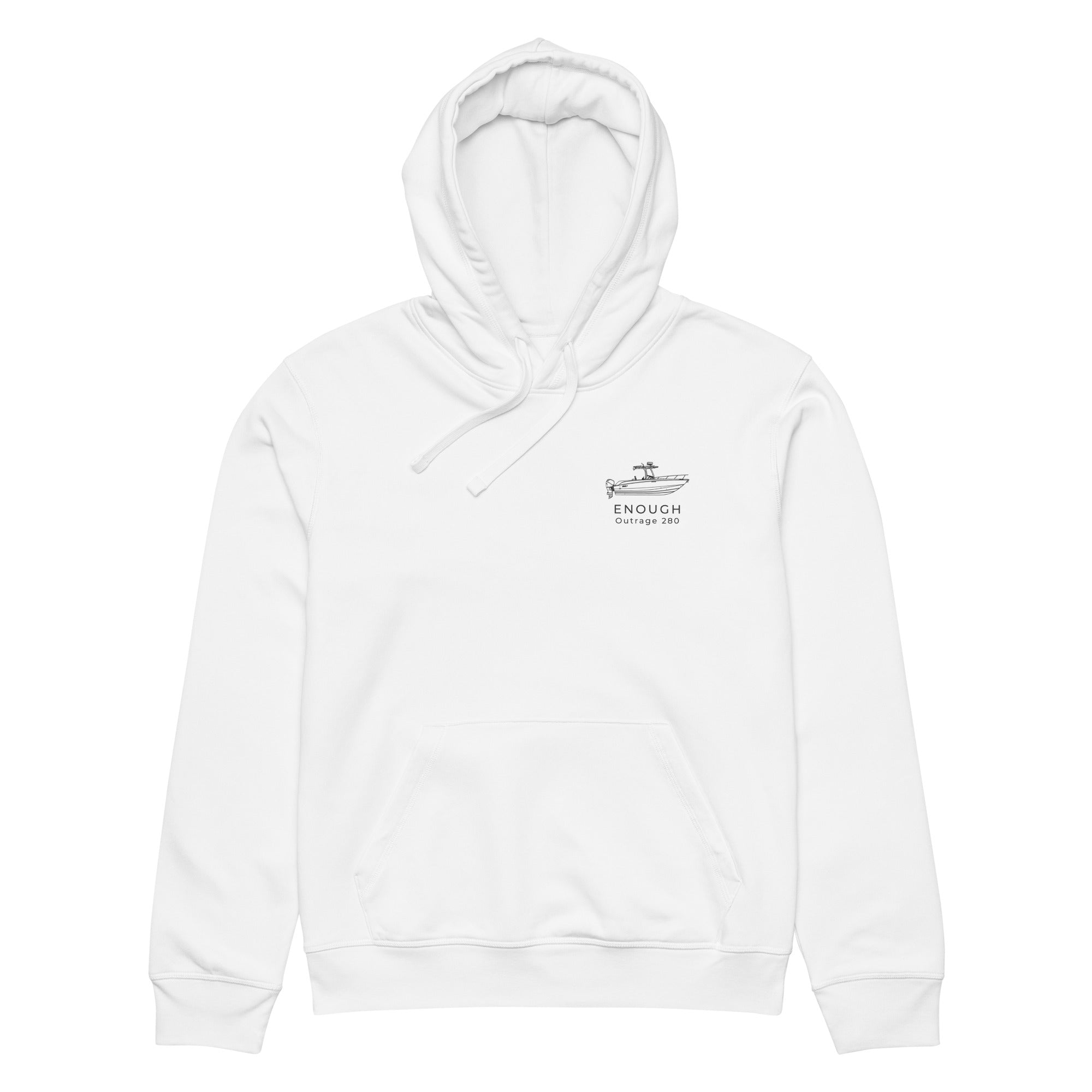 Custom powerboat technical drawing hoodie - white front