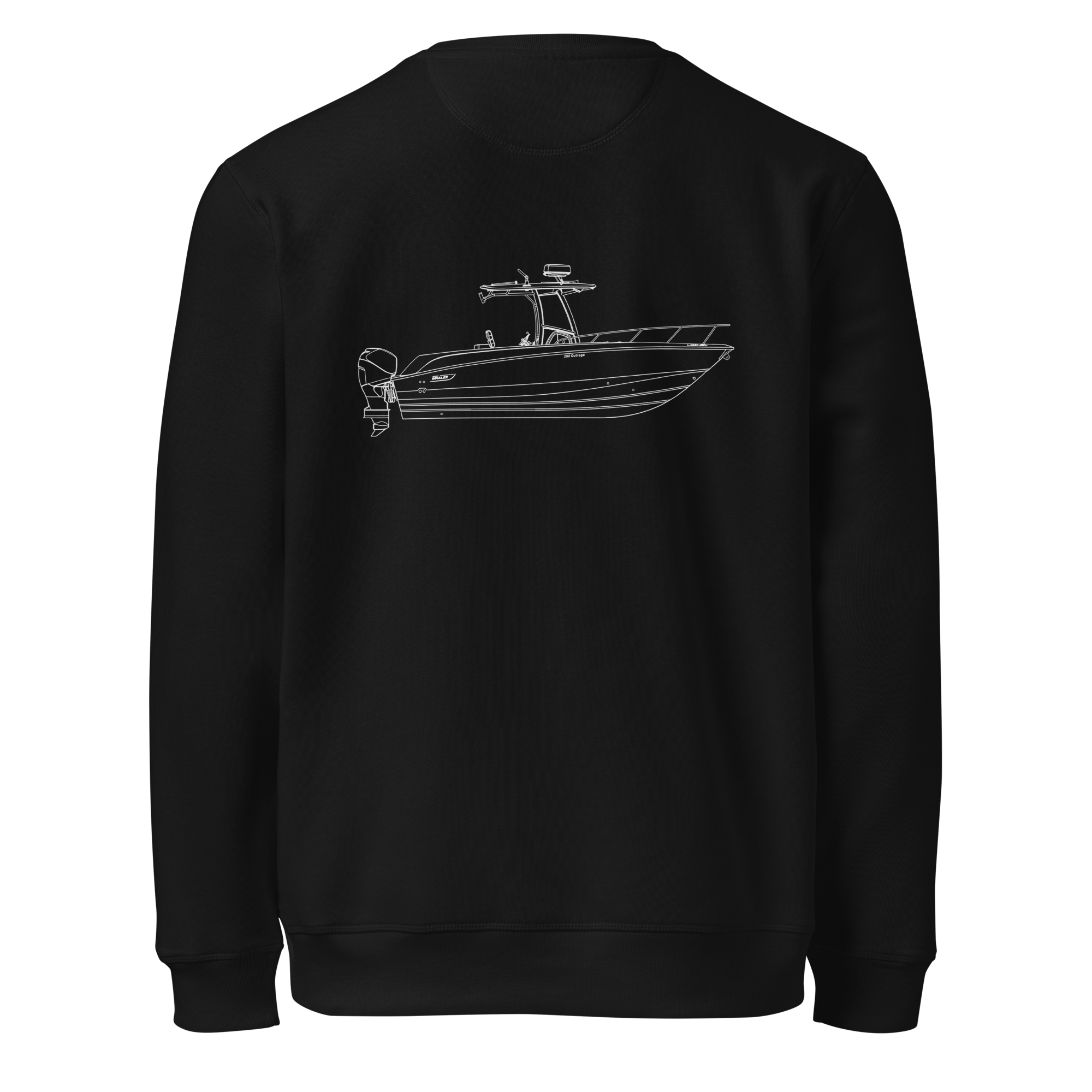 Custom powerboat blueprint sweatshirt - black back (blueprint)