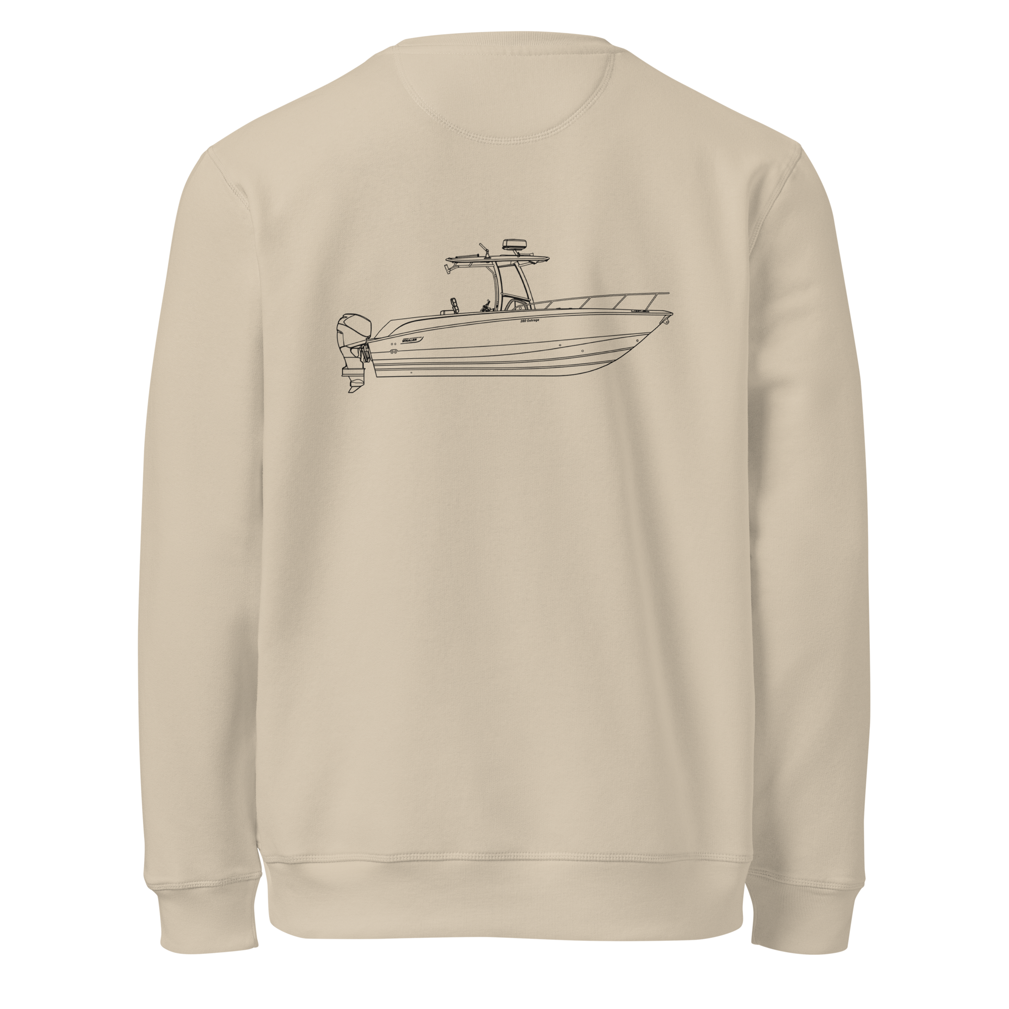 Custom powerboat blueprint sweatshirt - natural back (blueprint)