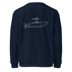 Custom powerboat blueprint sweatshirt - navy back (blueprint)